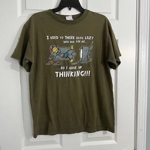 Tennessee River T-Shirt Men's Graphic Funny Lazy Gave Up Thinking Size MED Green